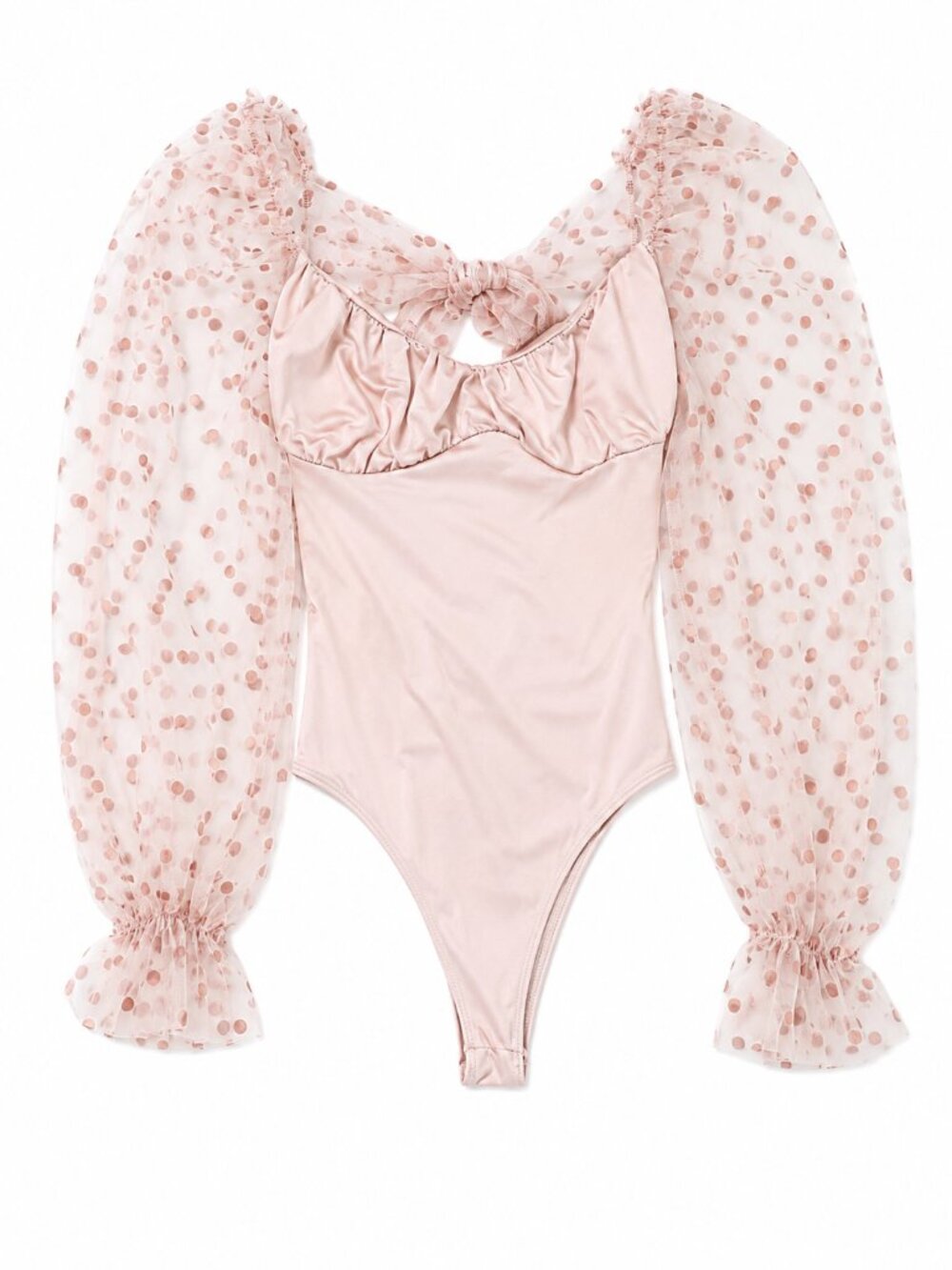 Free People NWT Pink Blossom Swiss Dot Puff Sleeve Bodysuit Size S